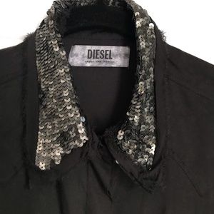 DIESEL SEQUINNED COLLAR AND CUFF SHIRT